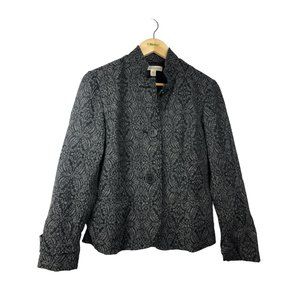 COLDWATER CREEK Blazer Gray Black High Neck Long Sleeve Petite 8